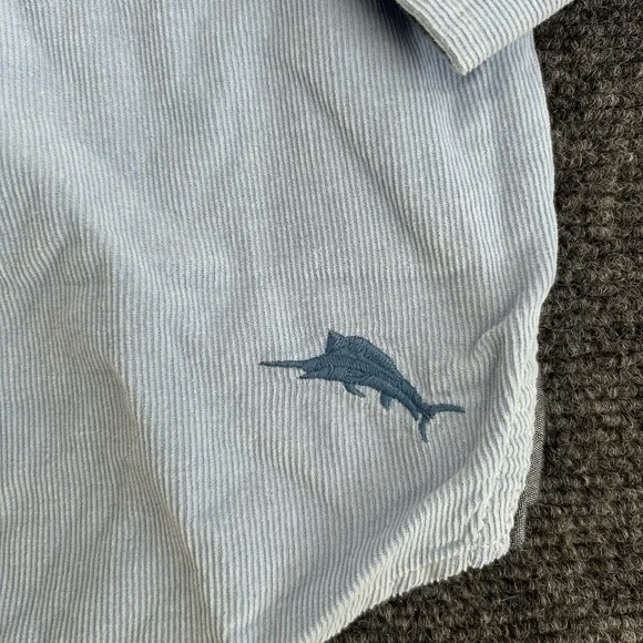 Tommy Bahama Coastline Cord Size Small Mens Blue Corduroy Embroidered Logo Shirt - Picture 4 of 11